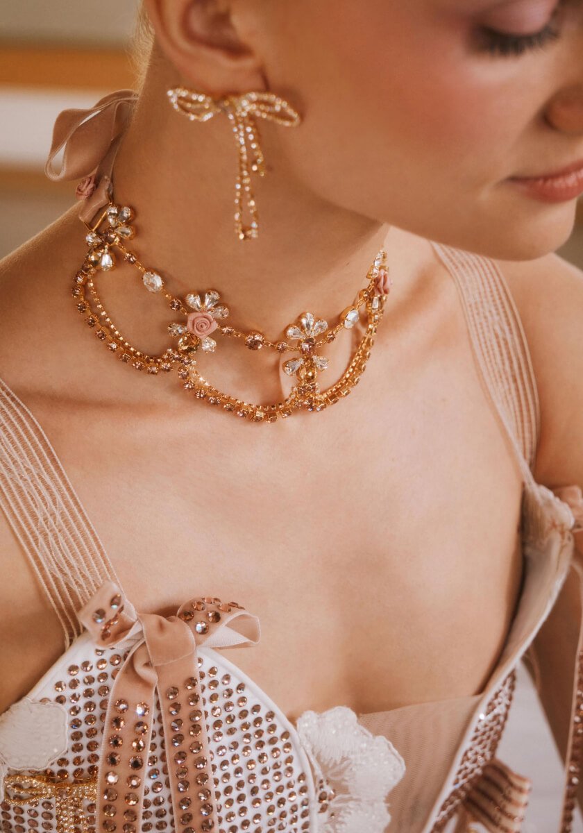 jewelry with dusty rose crystals