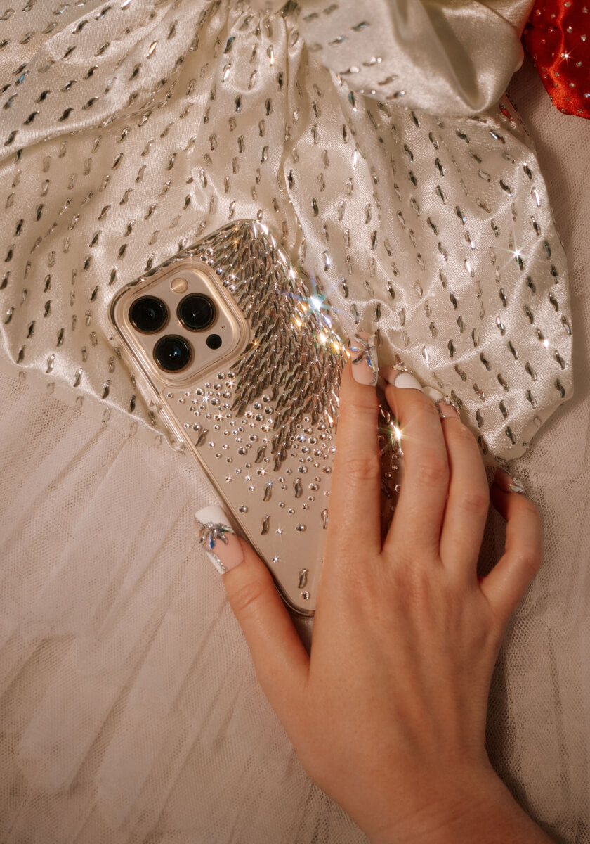 phone cover with flatback crystlas