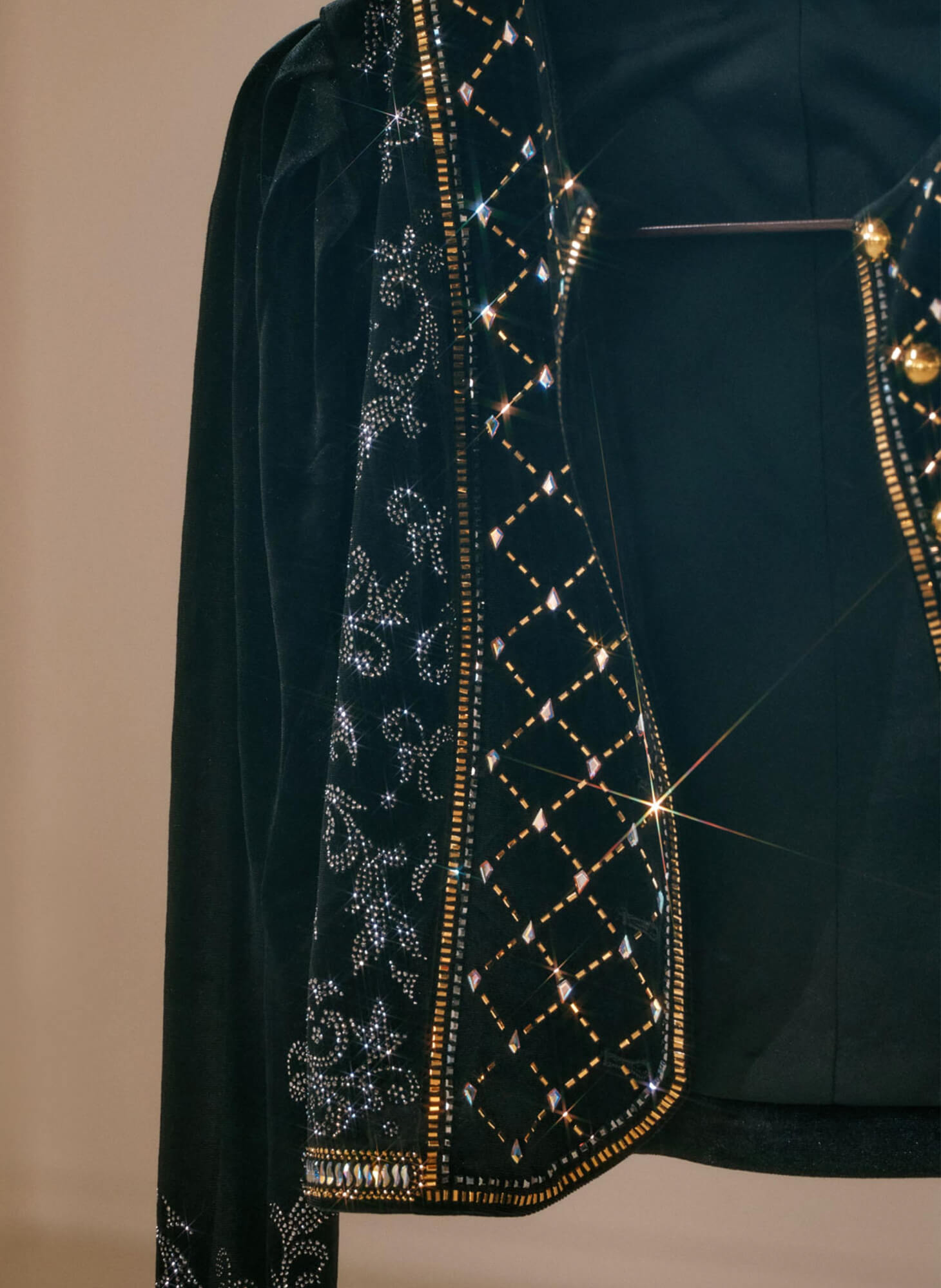 jacket with flatback crystals