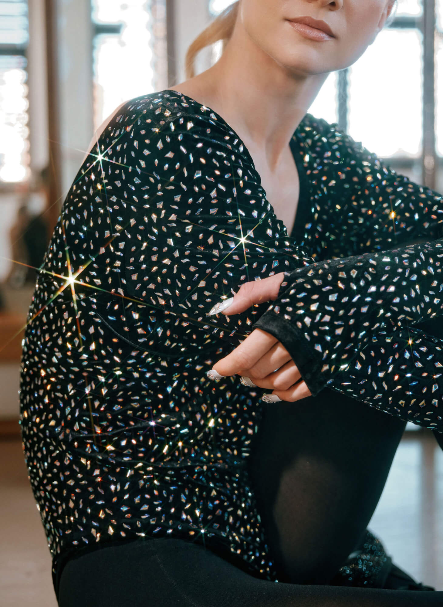 dress with flatback crystals